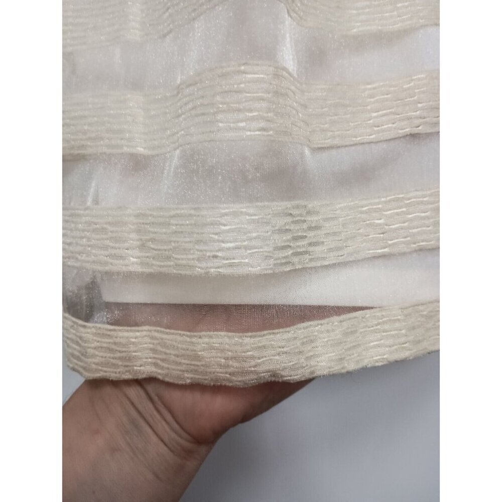 Ann Taylor Womens A-Line Mini Skirt Size 8 Cream Striped Shimmery Side Zip NEW - Picture 3 of 10